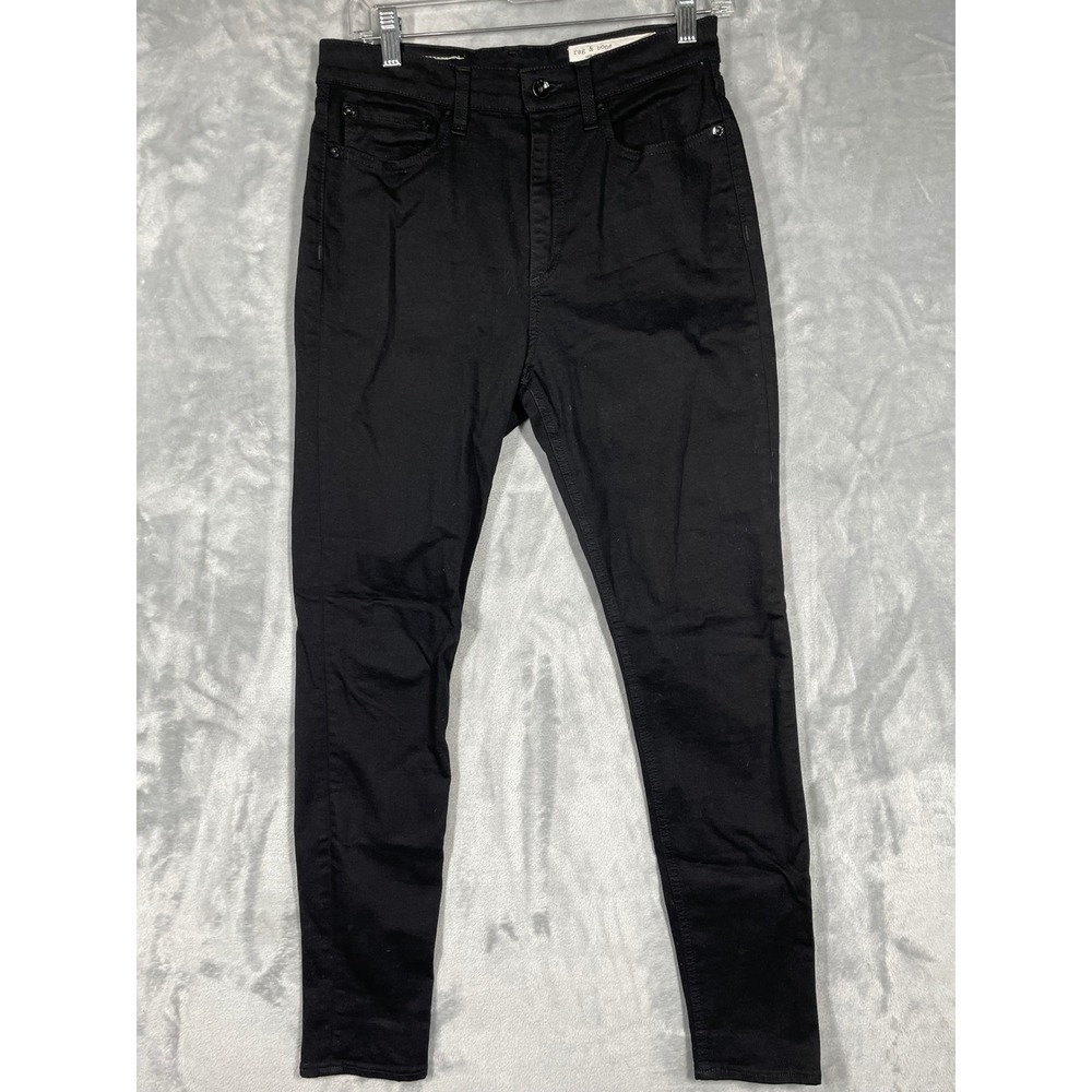 rag & bone Nina High-Rise Skinny Jeans No Fade Black WDD19F2664O1SB 28